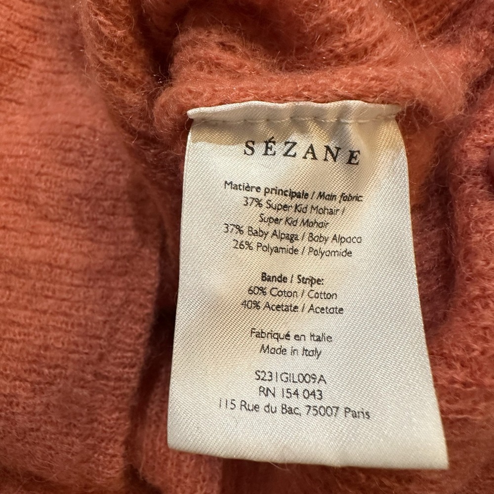 Sezane Gaspard Cardigan Size XXL Coral Mohair Alpaca Blend Sweater Button Up - Picture 6 of 8